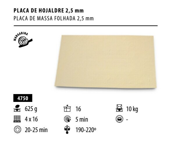 Bases de masa de hojaldre. Bases de masa de hojaldre 2,5mm