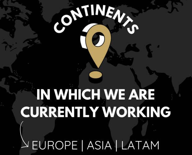 Continentes con los que trabajamos. Trabajamos con Europa, Asia y LATAM