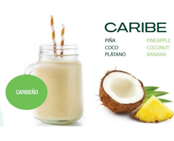 Smoothie Caribe. Caribeño. Piña, coco y plátano