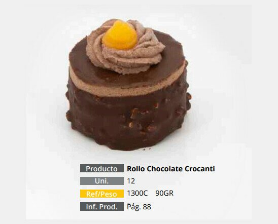 Rollo Chocolate Crocanti. Rollo de Chocolate Crocanti. Caja de 12 unidades