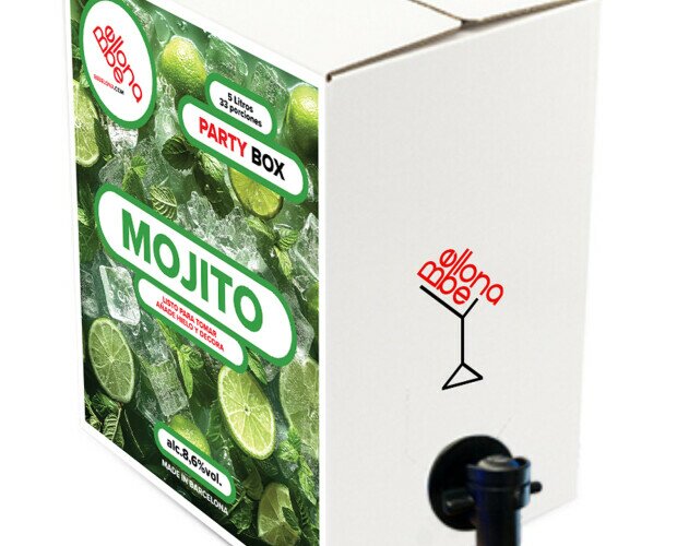 Bag in Box mojito. 33 porciones de un Mojito Hecho a base de Ron Blanco, Ron Dorado.