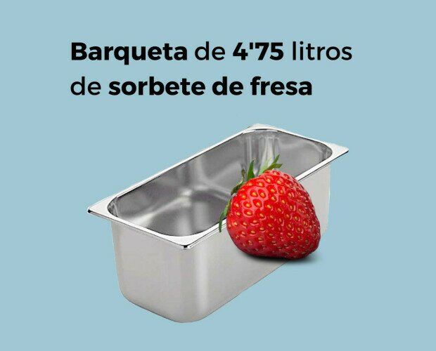 Sorbete de fresa. Sorbete artesanal de fresa de 4,75 l apto para veganos