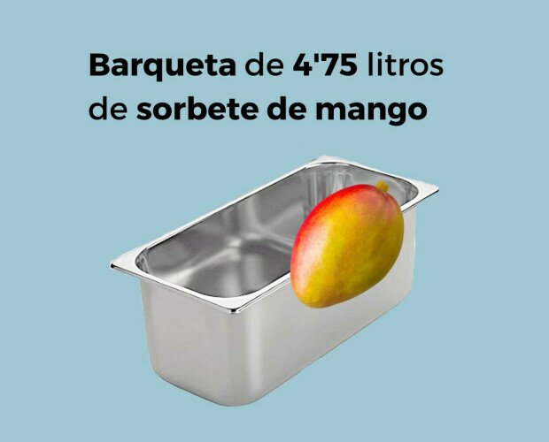 Sorbete de mango. Sorbete de mango artesanal de 4,75 l apto para vegano