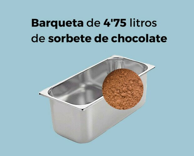 Sorbete de chocolate. Sorbete de chocolate artesanal de 4,75 l apto para vegano