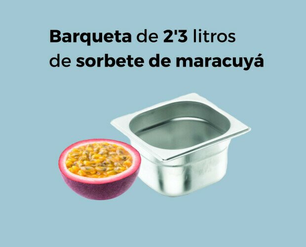 Barqueta 2,3 L Sorbete Maracuyá. Barqueta de 2,3 L Sorbete Maracuyá