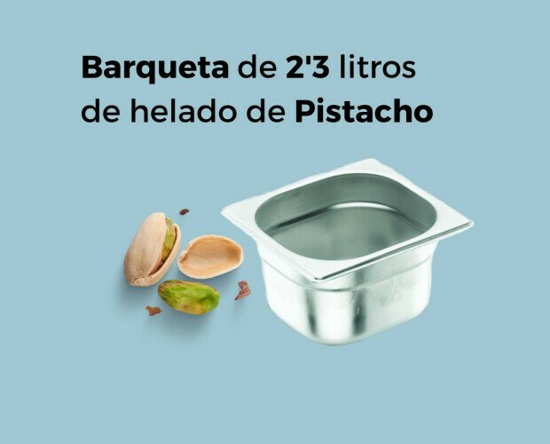 Barqueta 2,3 L Sorbete pistacho. Barqueta de 2,3 L Sorbete sabor a pistacho