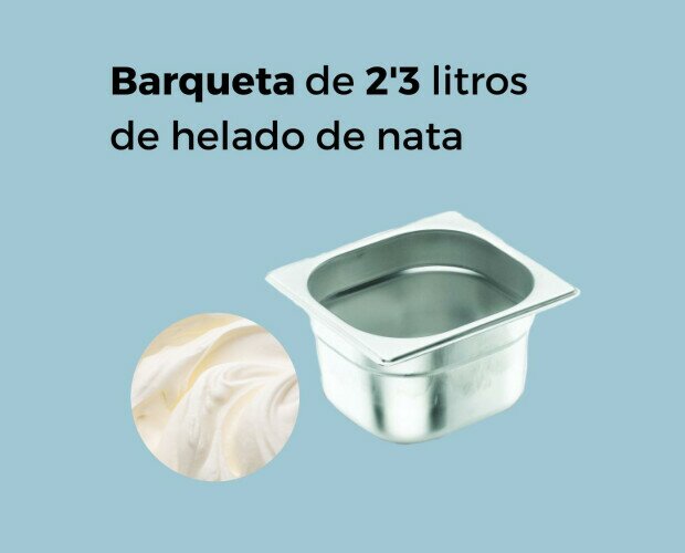 Barqueta de 2,3 L Nata. Barqueta de 2,3 Litros de helado de Nata