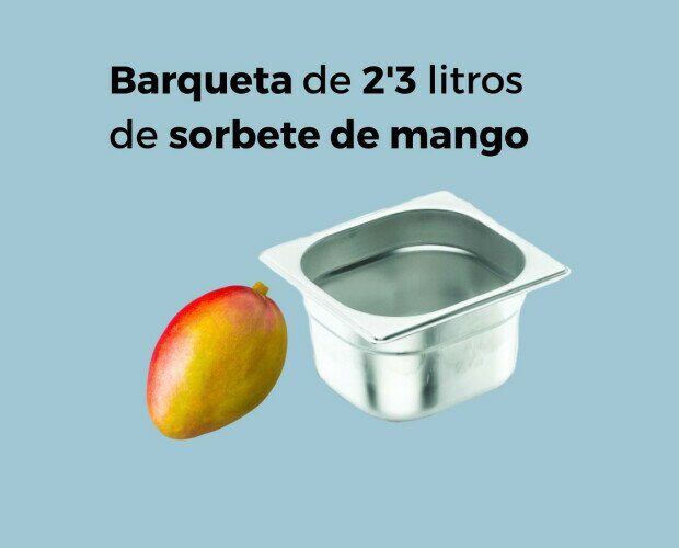 Barqueta de 2,3 L Mango. Barqueta de 2,3 Litros de helado de Nata