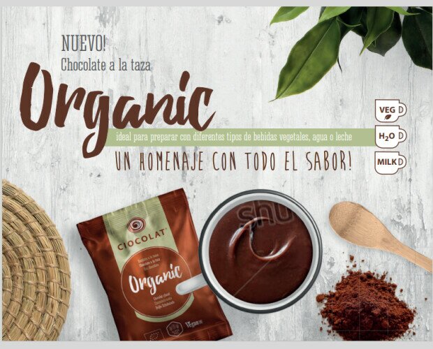 Chocolate a la tasa orgánica. Chocolate a la tasa orgánica. Un homenaje con todo el sabor