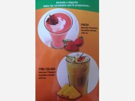 Batidos. Smoothies de fresa, piña, plátano...