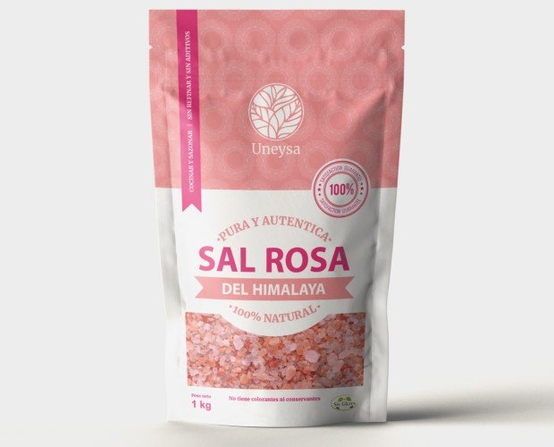Sal rosa del Himalaya. 100% natural y sin aditivos. Disponible en distintos granulometrías y formatos.