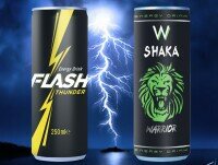 Bebidas Energéticas. FLASH THUNDER & SHAKA W ENERGY DRINK