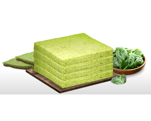 Pan de miga espinacas. Pan de miga saborizado verde espinacas