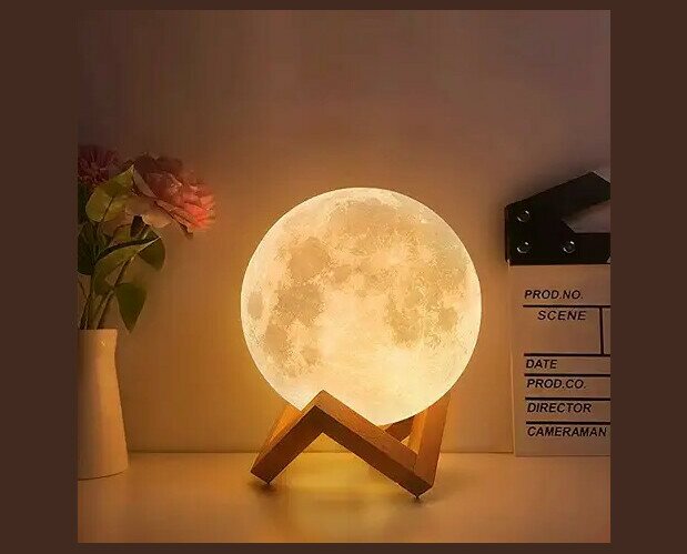 Lámpara de luna LED . Lámpara de luna LED 3D 15cm 16 Colores RGB Regulable LED Lunar Luz Control Remoto