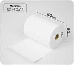 ROLLO PAPEL TERMICO 80x60x12 (para impresoras térmicas)