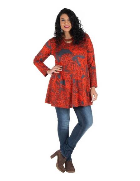 Blusa Estampado Etnico Naranja - TUP5026A