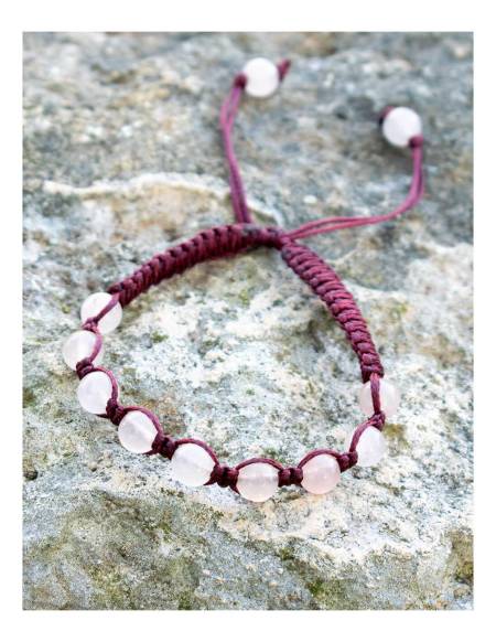 Pulsera Macrame Cuarzo Rosa - SPU0014R