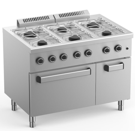 Cocina a Gas 6 Fuegos con Horno Eléctrico Estático GN2/1 Fondo 700 ELFU711FE START LINE