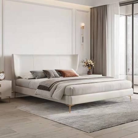 Cama de cuero italiano minimalista para parejas