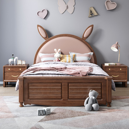 Cama de conejo de madera maciza para niños