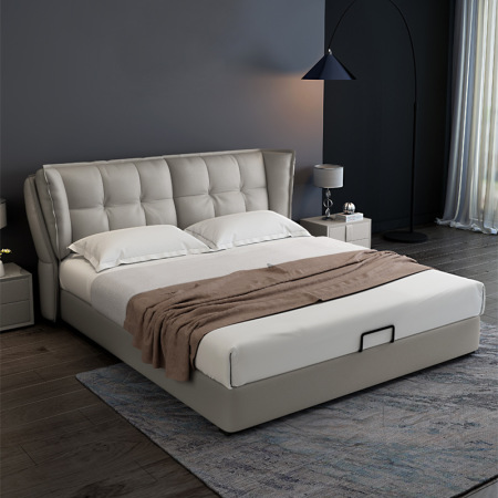 Cama Doble Moderna Minimalista con Almacenamiento