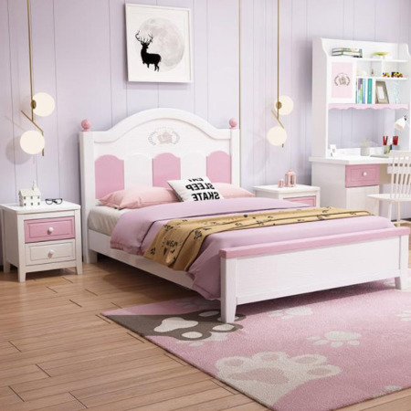 Cama de madera moderna con almacenamiento para niños