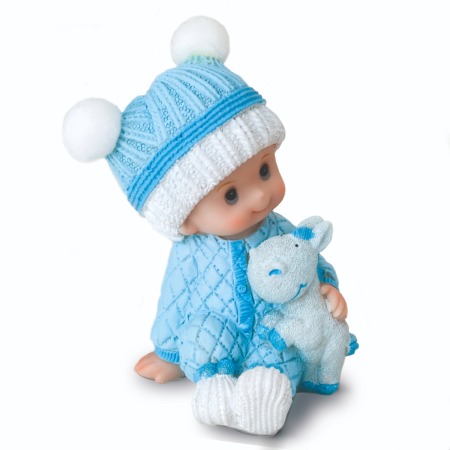 Figura pastel niño bebé sentado con peluche