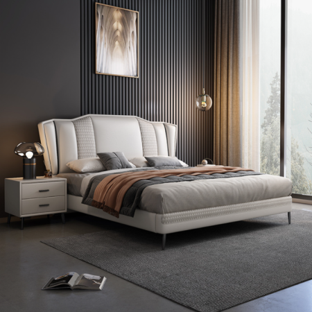 Cama Doble de Cuero Napa Italiana - CA-M-24