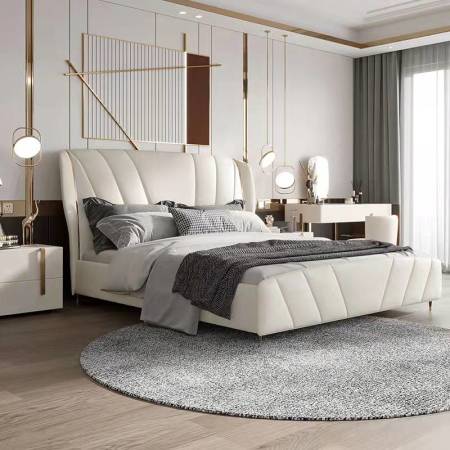 Cama Doble Moderna de Cuero Genuino - CA-M-17