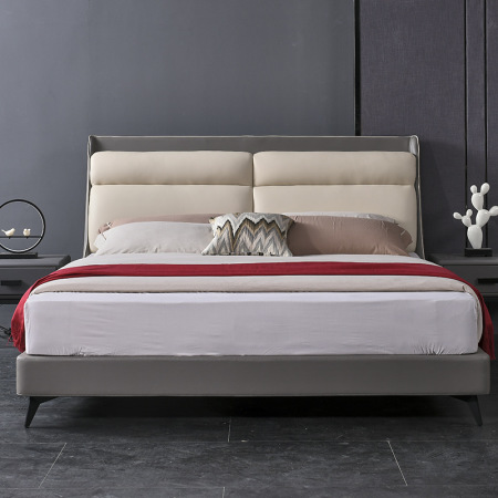 Cama Doble de Cuero Genuino Moderno y Minimalista-PID_2347