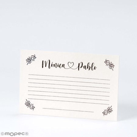 Tarjetón boda Orla personalizable 12,3x8cm min 25 uds