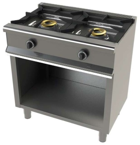 Cocina a gas con mueble de 2 fuegos 8+8 Kw SerIe 550 JUNEX con medidas 800x550x850h mm 6200/1