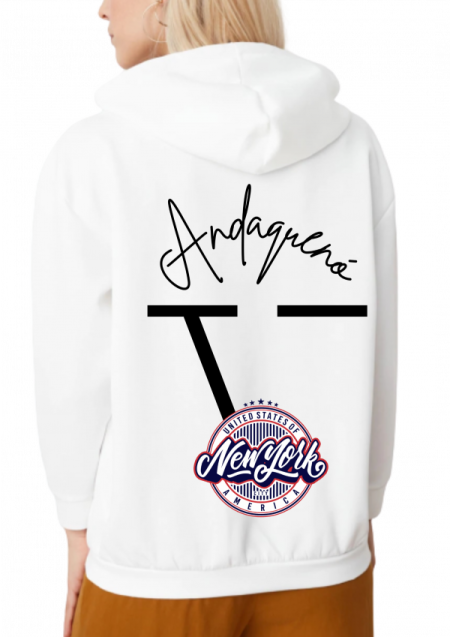 Hoodie Blanco Unisex ANDAQUENO - Ref: 6784