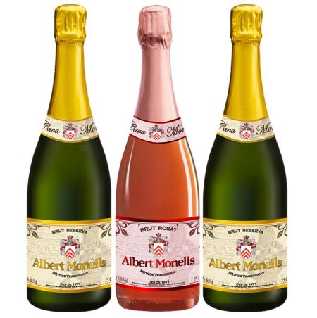 Lote de Regalo de 2 Cavas Brut Reserva + 1 Cava Brut Rosado