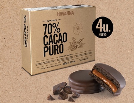 Alfajores Havanna 70% Cacao Puro (4 unidades)