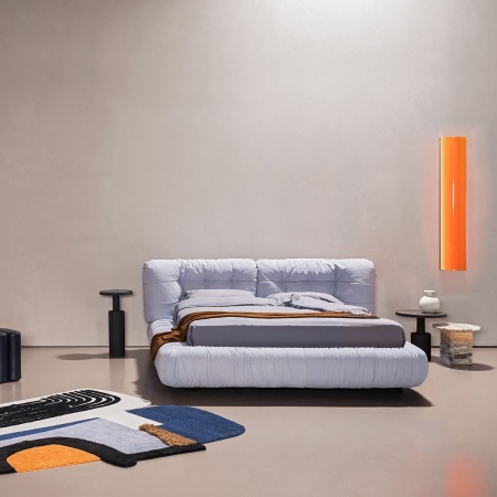 Cama Doble Milano Minimalista de Cuero y Gamuza