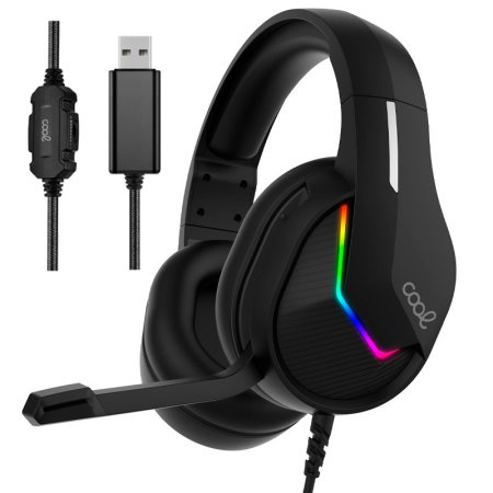 Auriculares Stereo PC / PS4 / PS5 / Xbox Gaming Iluminación COOL Storm Black USB 7.1