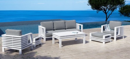 CALEDONIA-8 SET SOFA 3 PLAZAS ALUMINIO