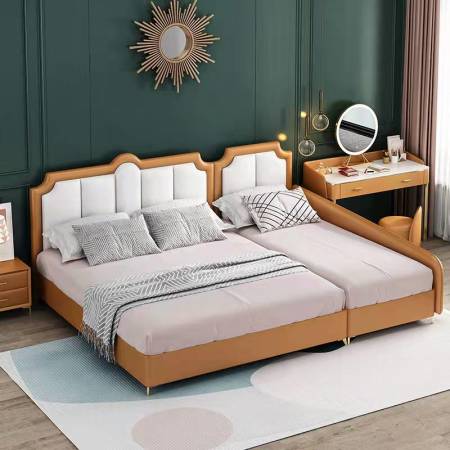 Cama de Lujo para Padres e Hijos en Cuero Genuino