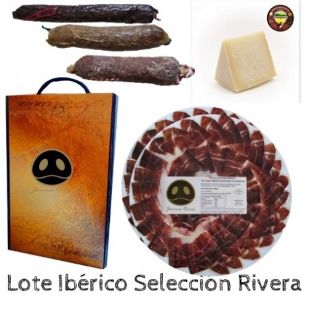 Lote paleta de bellota 100% ibérica Rivera + embutidos + queso