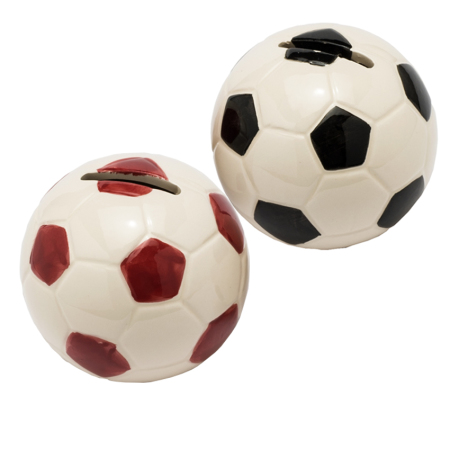 Hucha pelota 8cm. roja y negra stdo., min.2