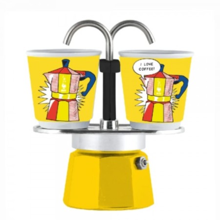 Cafetera Set Mini Express Lichtenstein Amarilla Bialetti