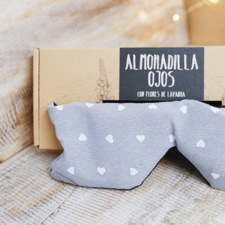 Almohadillas de ojos en caja - corazones grises