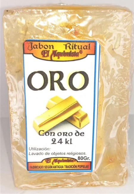 JABON ORO con trozos de oro en su interior, hecho a mano 100g.