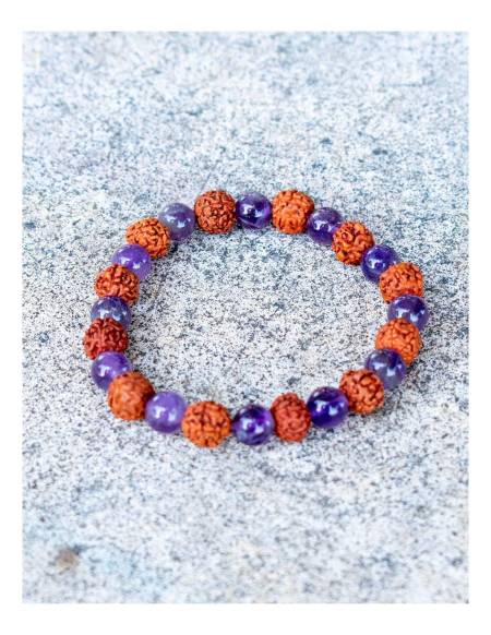 Pulsera Rudraksha y Amatista - SPU0041A