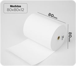 ROLLO PAPEL TERMICO 80x80x12 (para impresoras térmicas)