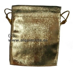 BOLSA PARA GUARDAR AMULETOS DORADA 5 cm x 7 cm