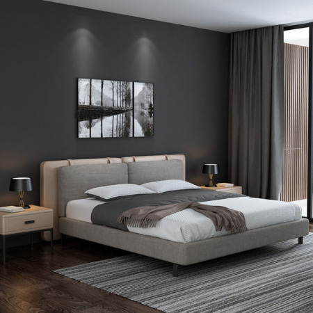 Cama Doble Minimalista Italiana - Napa de Cuero