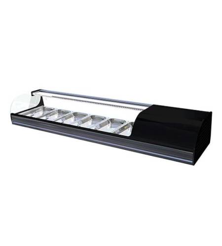 Vitrina sushi refrigerada cristal curvo abatible 1826mm 8 bandejas