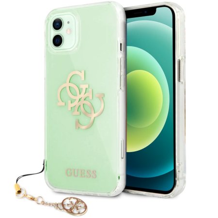 Carcasa COOL para iPhone 12 / 12 Pro Licencia Guess Transparente + Colgante Dorado